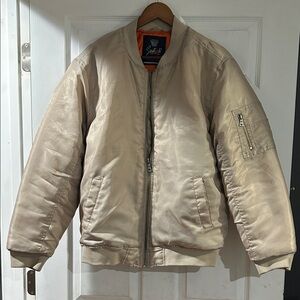 Switch Remarkable brand bomber jacket in a light beige sz M